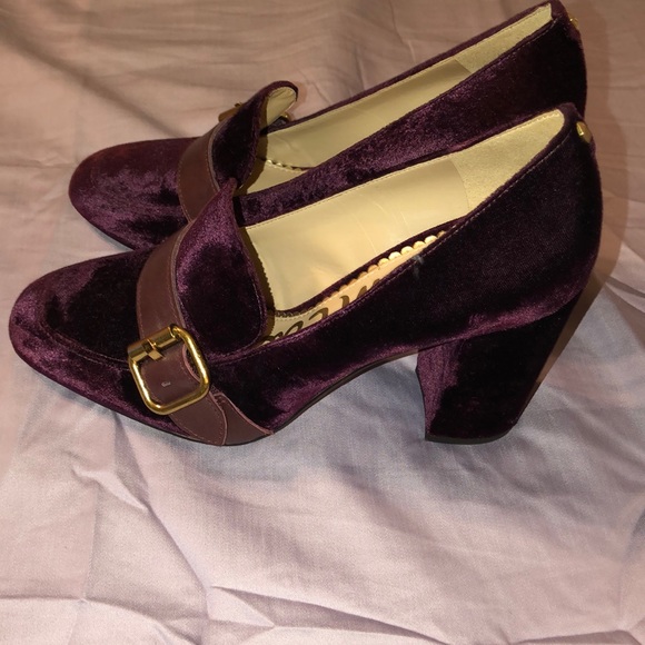 NWT Sam Edelman Wine Suede Loafer Heels SZ 6 - Picture 6 of 8